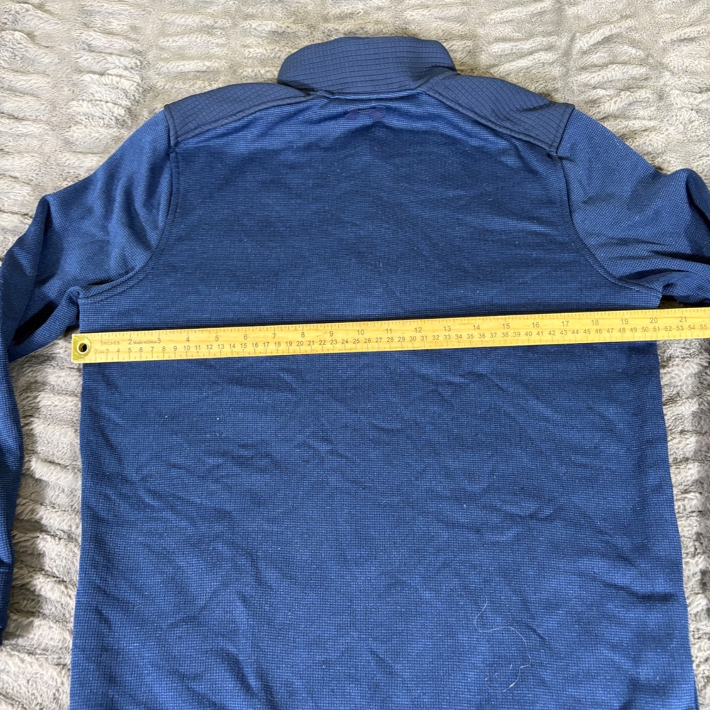 Under Armour ColdGear Mens Small Blue Waffle Knit 1/4 Zip Pullover Jacket AR395 - Picture 6 of 8